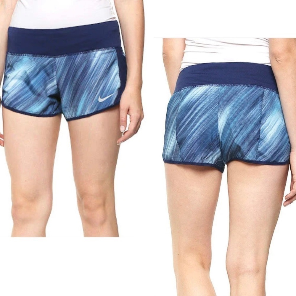Nike Dry Women’s Running Shorts blue printed Sz S